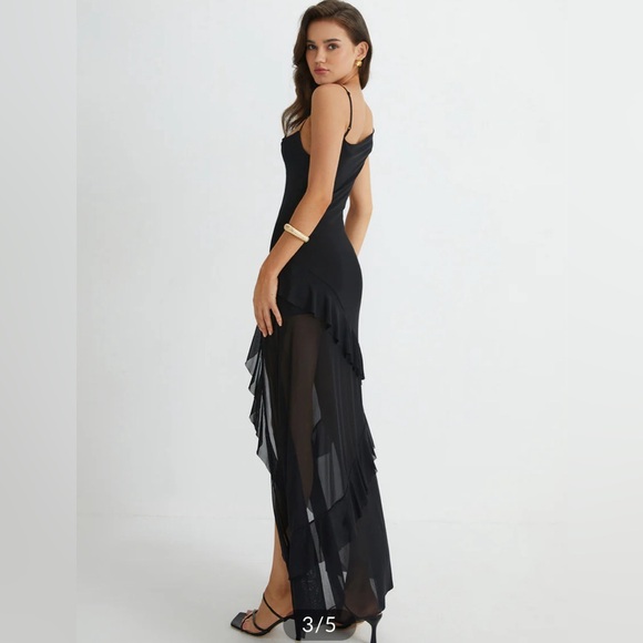 Commense Asymmetrical Ruffle Net Long Dress - Picture 3 of 3